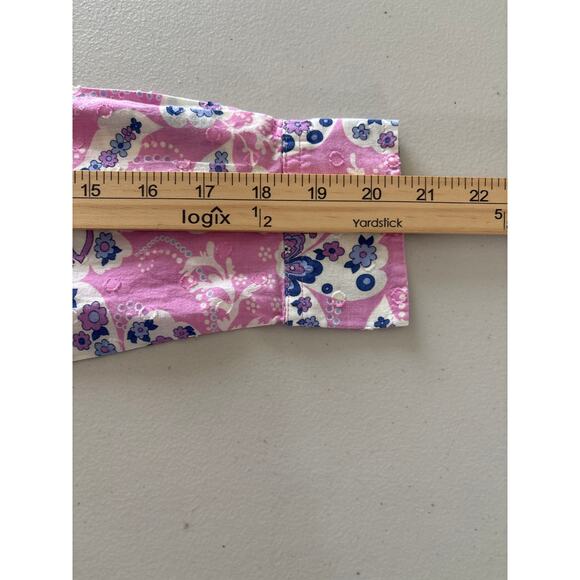 Talbots Women's Small Petite Pink Floral Summer Chic Button Up Long Sleeve Shirt - Picture 6 of 10